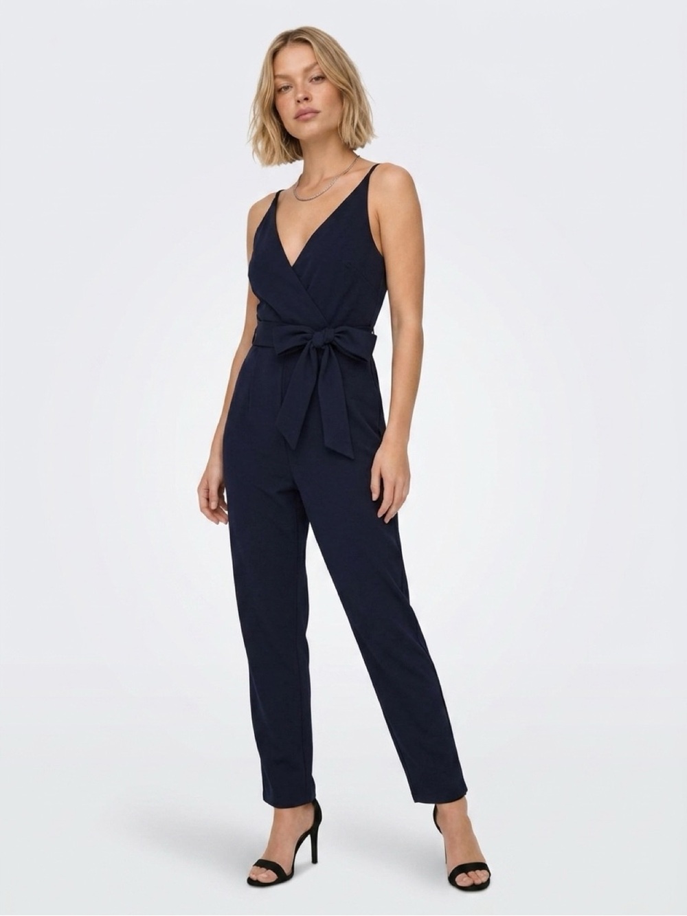 ASOS Design Black Sleeveless V-Neck Slim Fit Jumpsuit w Tie Waist Mobwife Vibes
